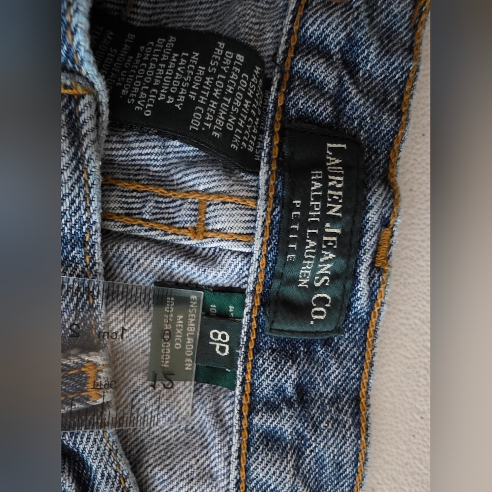 Vintage Lauren Ralph Lauren 90s High Waisted Mom Jeans Petite 100% Cotton - Picture 3 of 11